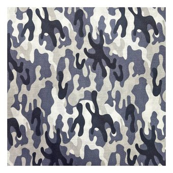 Grey Camo Polycotton Fabric by the Metre image number 2