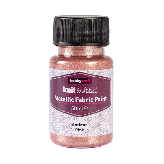 Antique Pink Metallic Fabric Paint 50ml image number 1