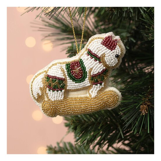 Hanging Beaded Rocking Horse Decoration 11cm image number 1