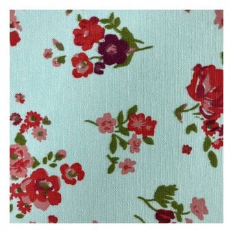 Light Blue Roses Polycotton Print Fabric by the Metre
