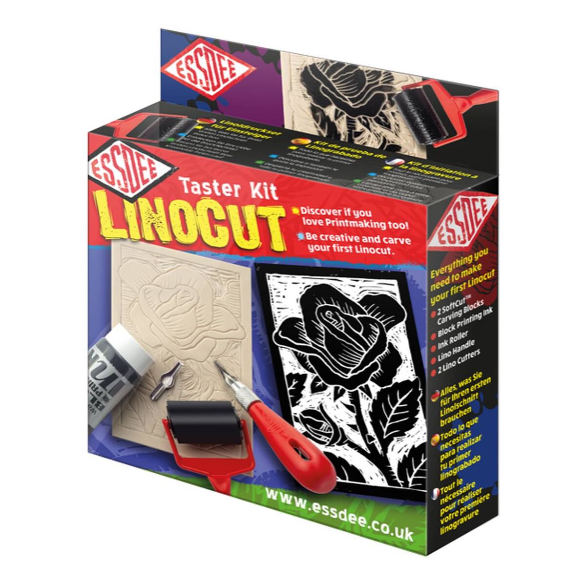 Kit Découverte Linogravure Essdee - Inclus Outils, Encre Et 2 Plaques SoftCut - Parfait Pour Débutants