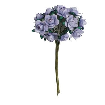 Lilac Mini Open Roses 12 Pieces