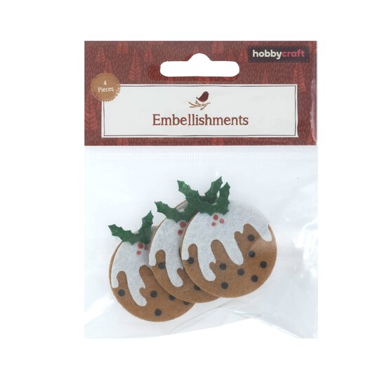 Christmas Pudding Felt Embellishments 4 Pack image number 5