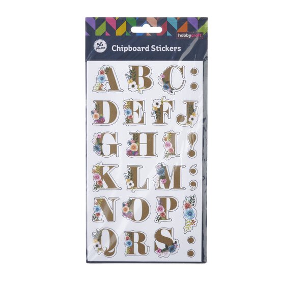 Floral Alphabet Chipboard Stickers 55 Pieces image number 3