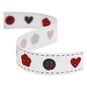 Red and Grey Buttons Satin Ribbon 16mm x 4m image number 1