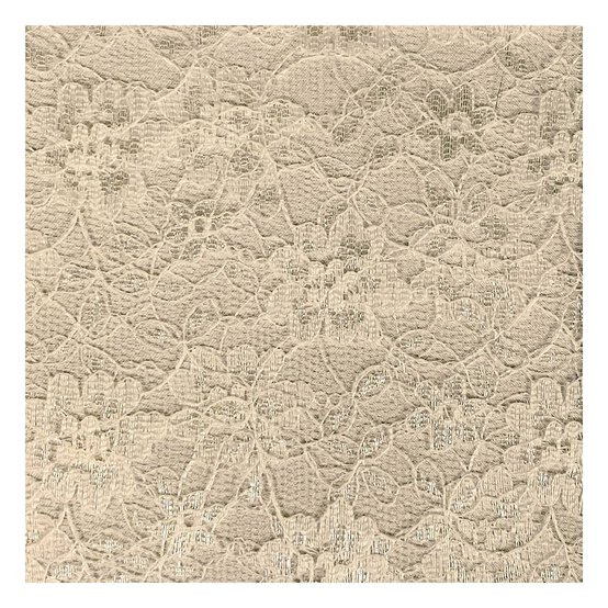 Beige Polyester Floral Lace Fabric by the Metre image number 1
