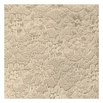 Beige Polyester Floral Lace Fabric by the Metre