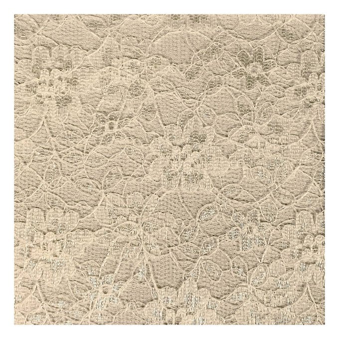Beige Polyester Floral Lace Fabric by the Metre image number 1