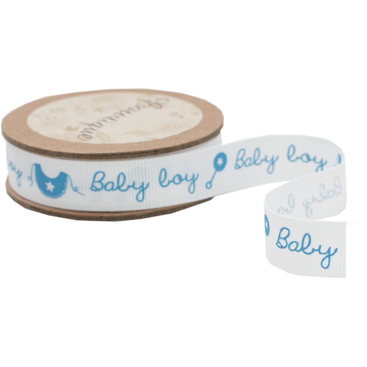 Baby Boy Rattle Grosgrain Ribbon 15mm x 5m | Hobbycraft