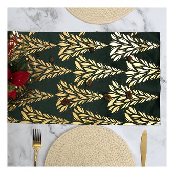 Gold and Green Leaves Table Runner 28cm x 2.75m 