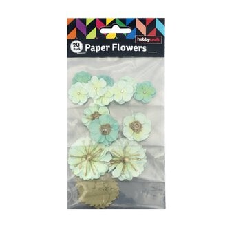 Turquoise Paper Flowers 20 Pack