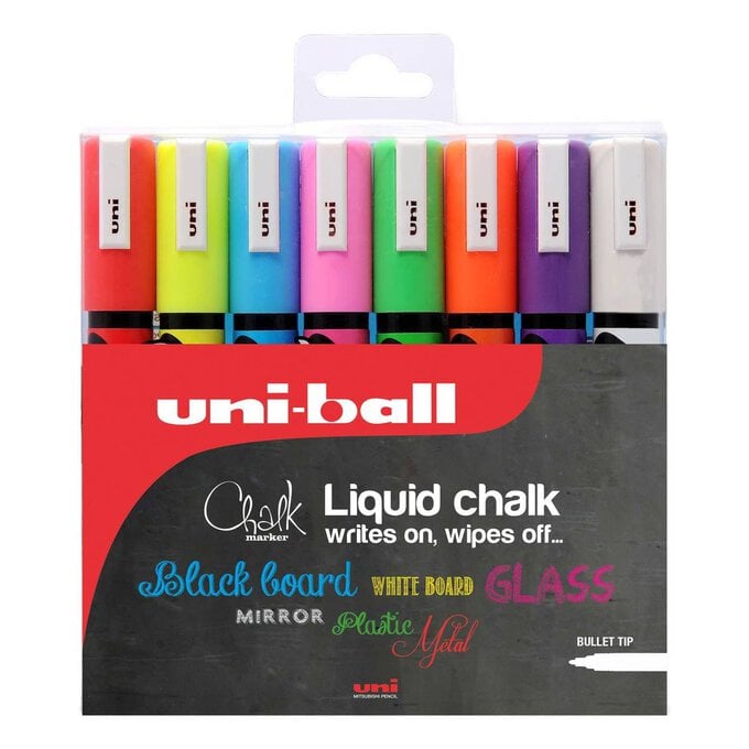 Uni-ball PWE-5M Liquid Chalk Marker Pens 8 Pack image number 1