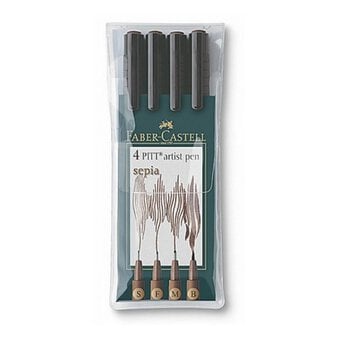 Faber-Castell PITT Sepia Artists' Fine Pens 4 Pack