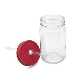 Pink Glass Drinking Jar with a Straw image number 4