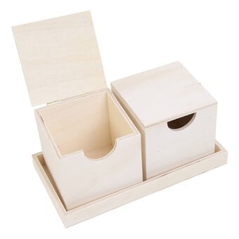 Wooden Boxes in a Tray 23cm x 12cm x 10cm