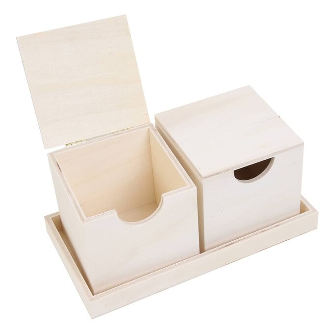Wooden Boxes in a Tray 23cm x 12cm x 10cm image number 1