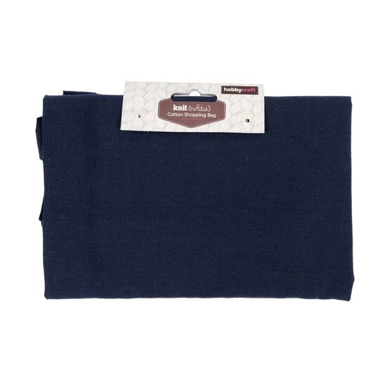 Navy Blue Cotton Tote Shopping Bag 40cm x 38cm image number 4