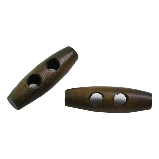 Hemline Dark Brown Woodtune Toggles 40mm 2 Pack image number 1