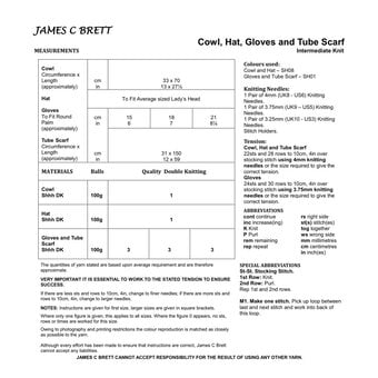 James C Brett Shhh DK Hat and Scarf Pattern JB821