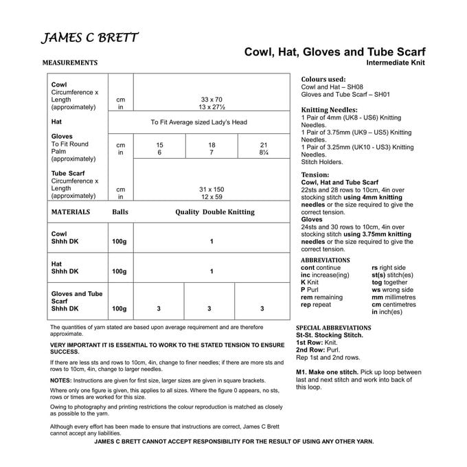 James C Brett Shhh DK Hat and Scarf Pattern JB821 image number 1