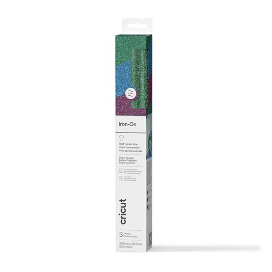 Cricut Jewel Glitter Iron-On 12 x 12 Inches 3 Pack image number 1