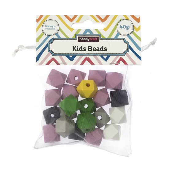 Mixed Wooden Geometric Beads 40g image number 3