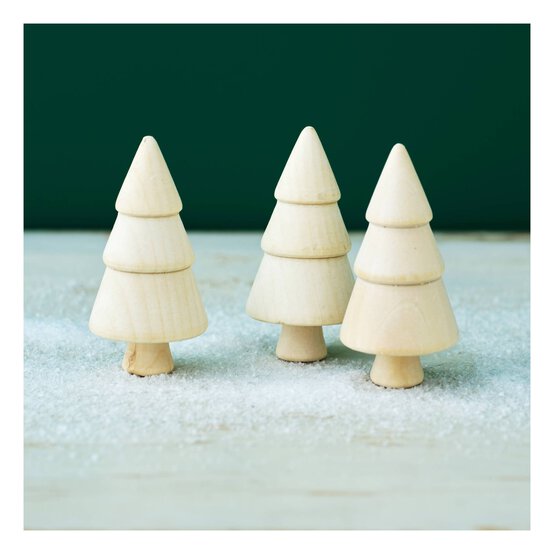 Wooden Christmas Trees 9.5cm 3 Pack  image number 1