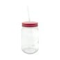 Pink Glass Drinking Jar with a Straw image number 1