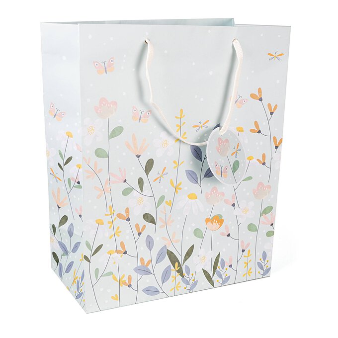 Delicate Flowers Birthday Wishes Gift Bag 37.5cm x 27cm Hobbycraft