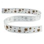 White and Gold Star Printed Ribbon 15mm x 3m image number 2