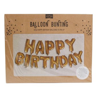 Gold Happy Birthday Balloon Bunting 1.5 m