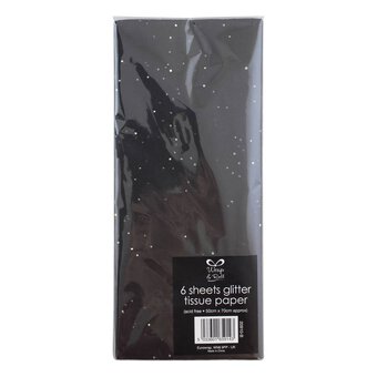 Black Glitter Tissue Paper 6 Pack