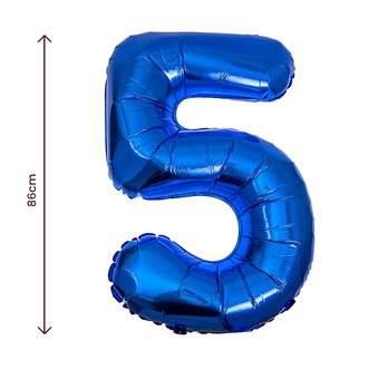 Extra Large Blue Foil Number 5 Balloon