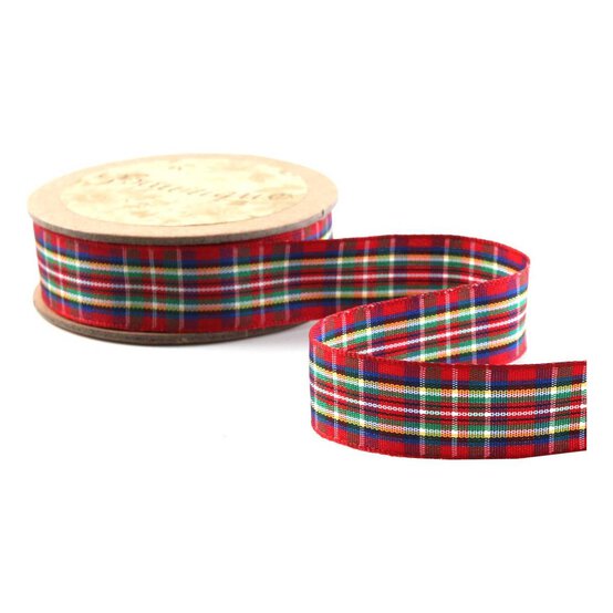 Red Tartan Ribbon 18mm x 5m image number 2