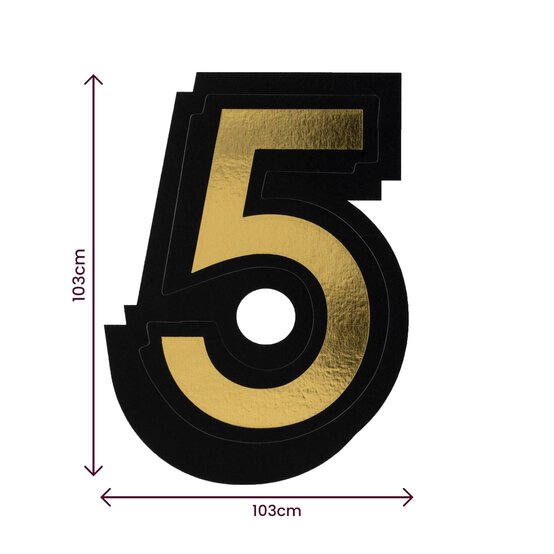 Black and Gold Vinyl Number 5 Sticker 5cm image number 4