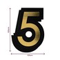 Black and Gold Vinyl Number 5 Sticker 5cm image number 4