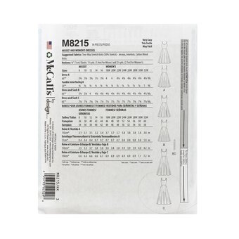 McCall's Women's Dresses  Sewing Pattern M8215 (KK 26W-32W)