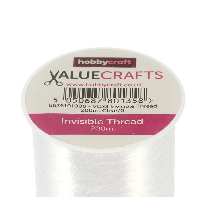 100% Nylon Invisible Clear Thread - 200 Metre Reels- 4 reels - Free UK Post
