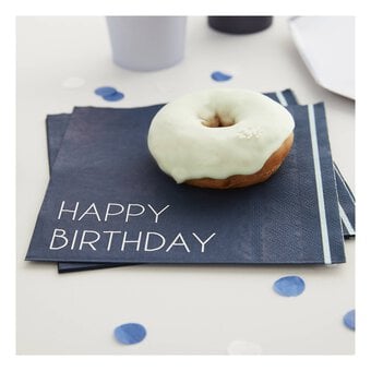 Ginger Ray Navy Blue Happy Birthday Napkins 16 Pack image number 2