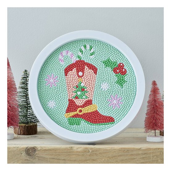 Make Your Own Gem Art Cowboy Boot Coaster Kit image number 1