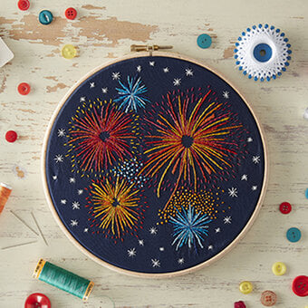 How to Sew a Firework Embroidery Hoop Decoration