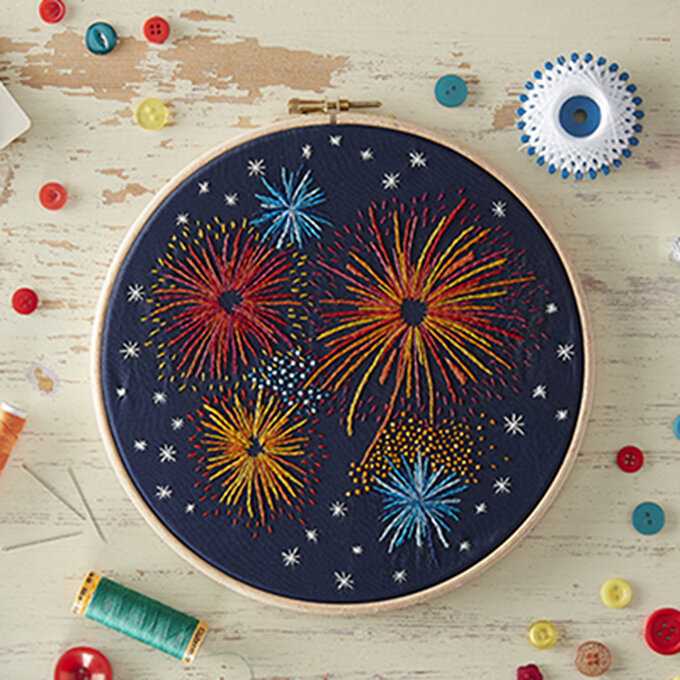 How to Sew a Firework Embroidery Hoop Decoration image number 1