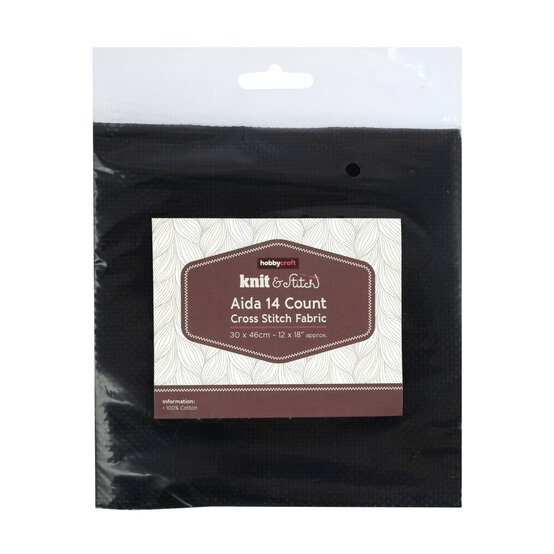 Black 14 Count Aida Fabric 30cm x 46cm image number 1