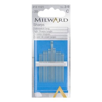 Milward Sharps Sewing Needles No.3-9 20 Pack
