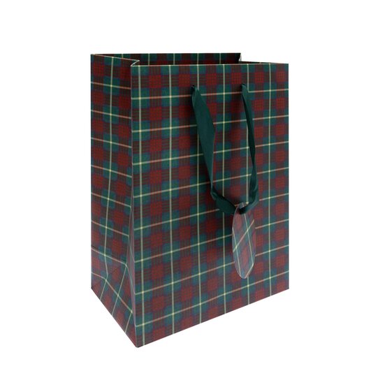 Red and Green Tartan Gift Bag 17cm x 24cm image number 1
