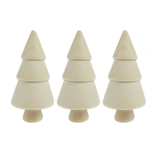 Wooden Christmas Trees 9.5cm 3 Pack  image number 2