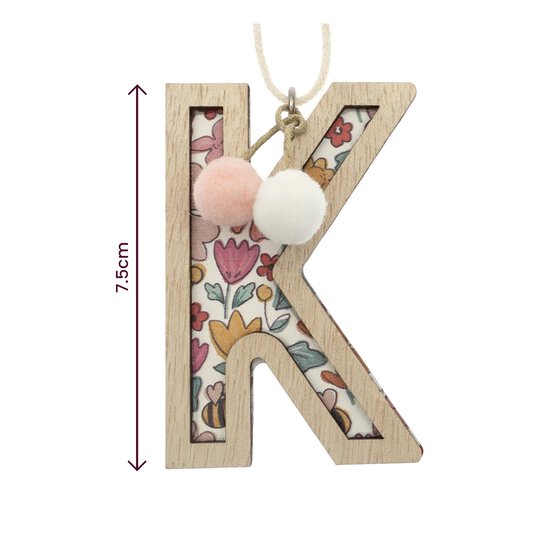 Hanging Wooden Letter K 7.5cm image number 3