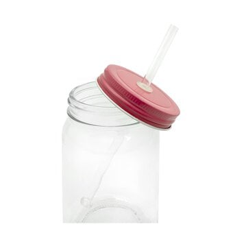 Pink Glass Drinking Jar with a Straw image number 3