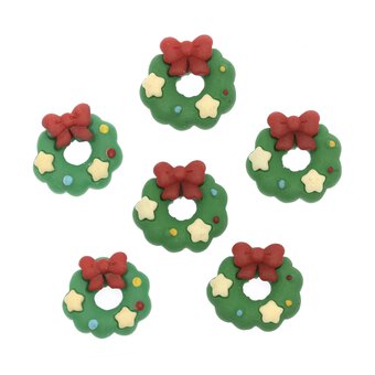 Christmas Wreath Resin Decorations 6 Pack