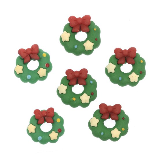 Christmas Wreath Resin Decorations 6 Pack image number 1